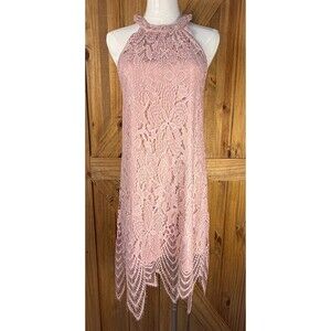 Miami Francesca’s Mauve Lace Halter Dress Women’s Size S NWT !